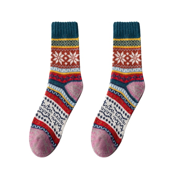1‑Pair Crew Socks for women Thickened Thermal Holiday-themed Mid-calf Socks Running Socks Multicolor