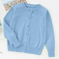 thumbnail image 2 of MYShe Girls Cardigan Girls Open Front Cardigan Long Sleeve Casual Kids Fall Clothes Solid Thick Chunky Sweater Coat Sky Blue,5-6 Years, 2 of 5