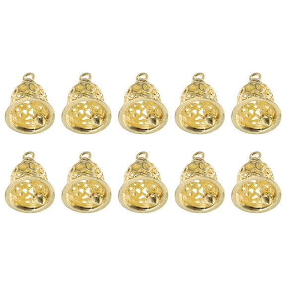 10pcs Decorative Brass Bells DIY Clothing Bag Accessories Brass Bell Pendant Hollowed-out Bell Pendants Bag Pendant Golden Size 2