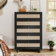 thumbnail image 4 of AOGLLATI Rattan Dresser, 5 Drawer Wooden Dresser with Gold Handles, Modern Closet, 4 of 9