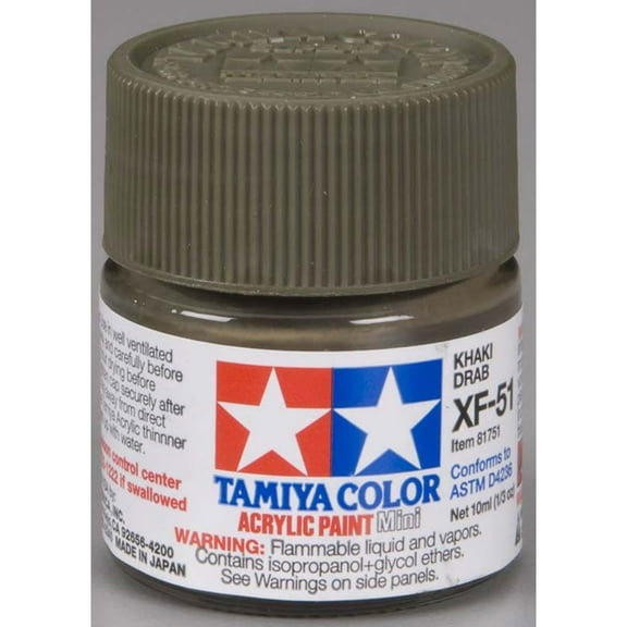 Tamiya Acrylic Mini XF51 Khaki Drab TAM81751 Plastics Paint Acrylic