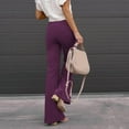 thumbnail image 4 of Womens Plus Size Pants Solid Color Corduroy Trousers Loose Elegant Flare Leg High Waist Casual Pants for Women Purple L, 4 of 6