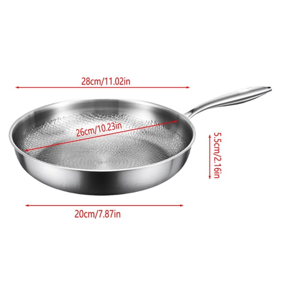 Stainless Steel Honeycomb Frying Pan 11Inch, Nonstick Skillet Compatible, with Induction and Gas Stoves, Everyday Cooking Pan