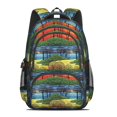 thumbnail image 2 of Geometric Tree Green Pattern Cute School Backpack Bag with Padded Back and Adjustable Shoulder Straps 16.9 X 12.6 X 5.9 Inches, 2 of 5