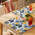 thumbnail image 4 of Tropical Leaf Placemats Set of 12 Orange Blue Palm Plants Summer Pastoral Place Mats Indoor Wipeable Table Mats Washable Cloth Dining Table Placemats for Kitchen Holiday Party Home Decor 13x19 Inch, 4 of 9