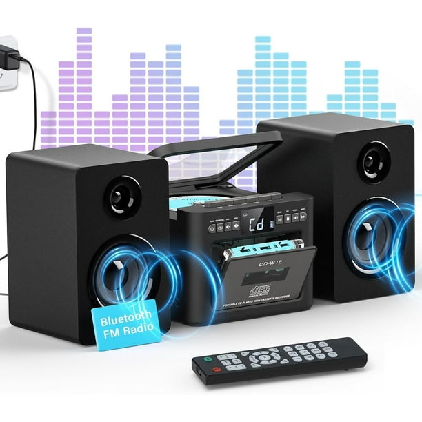 Sistema estéreo Greadio con reproductor de CD/casetes Boombox de 40 W
