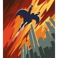 thumbnail image 3 of Ambesonne Vintage Duvet Cover Set, Flying Superhero, Queen, Red Orange Grey, 3 of 6