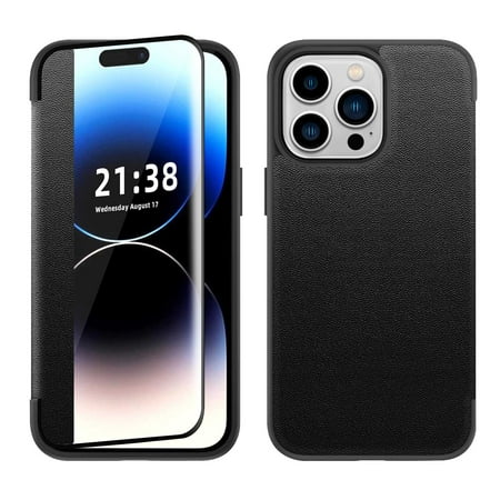 For Samsung Galaxy S10+ Plus Slim Luxury PU Leather Clear View Window Flap Full Body Protective Flip Folio Cover ,Xpm Phone Case [ Black ]