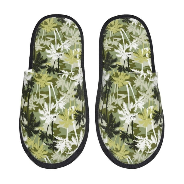 Fotbe Hawaii Palms Pantuflas Peludas para Mujer con Estampado, Zapatillas de Peluche, Zapatos de Invierno para Casa, Uso Interior y Exterior-Large