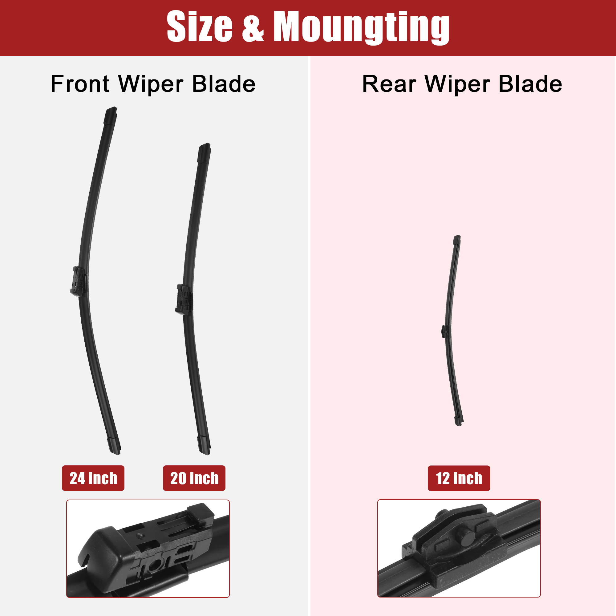 Unique Bargains 24 Inch 20 Inch Front Rear Windshield Wiper Blade Set for Audi Q5 2008