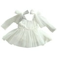 thumbnail image 2 of CUZIBR Baby Girls Summer Romper Dress Solid Color Bow Strap Square Collar Sleeveless Ruffles Tiered Mesh Tutu Mini Dress Outfit Photography Casual Princess Breathable Dresses,White,0-3 Months, 2 of 8