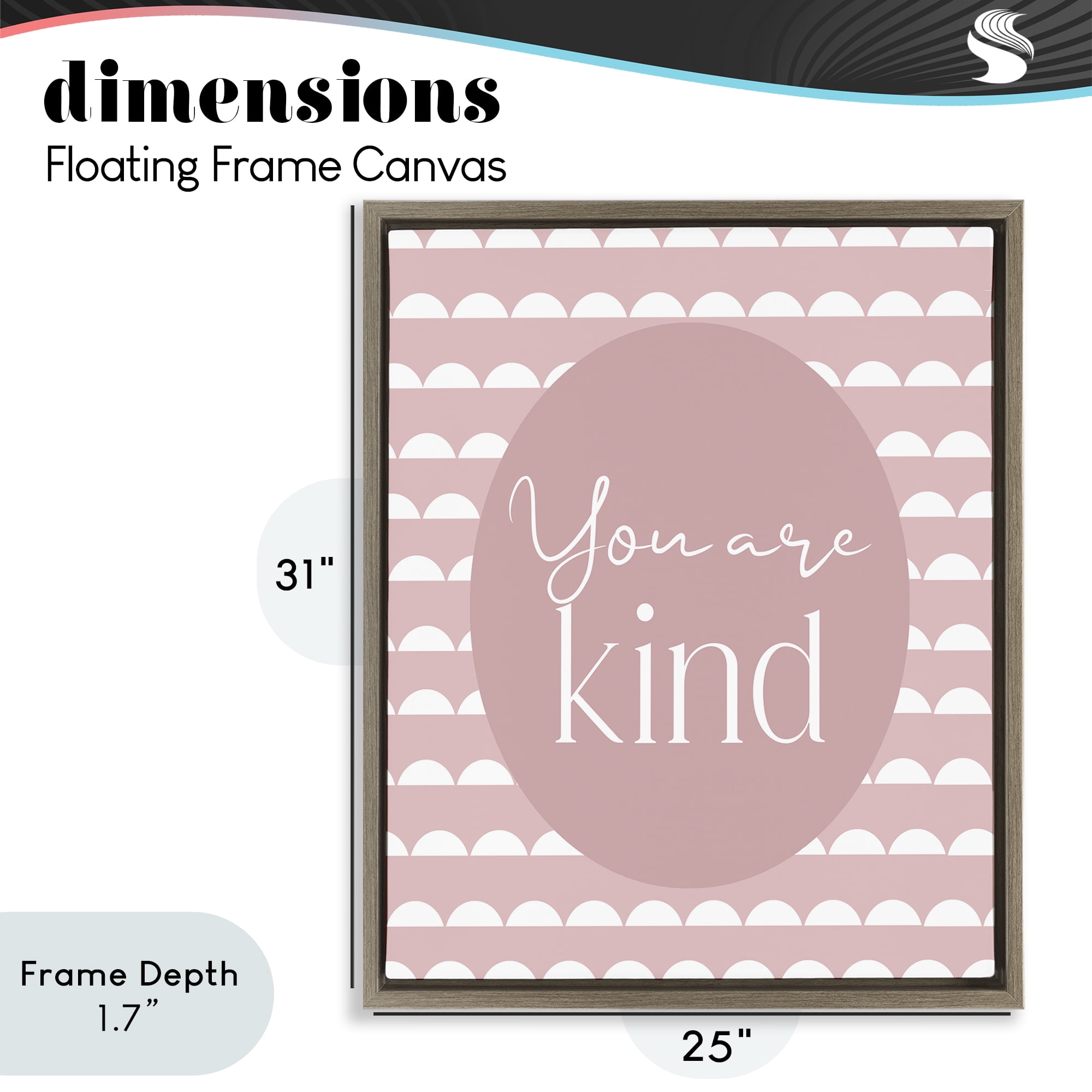 Stupell Industries You Are Kind Blush Pink Brown Framed Floater Canvas Wall Art, design by Christine Simpson Art