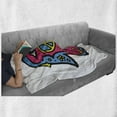 thumbnail image 6 of Hamsa Soft Flannel Fleece Throw Blanket, Hippie Boho Hamsa with Peace Sign in the Palm Art, Cozy Plush for Indoor and Outdoor Use, 70" x 90", Pink Blue Yellow, by Ambesonne, 6 of 6