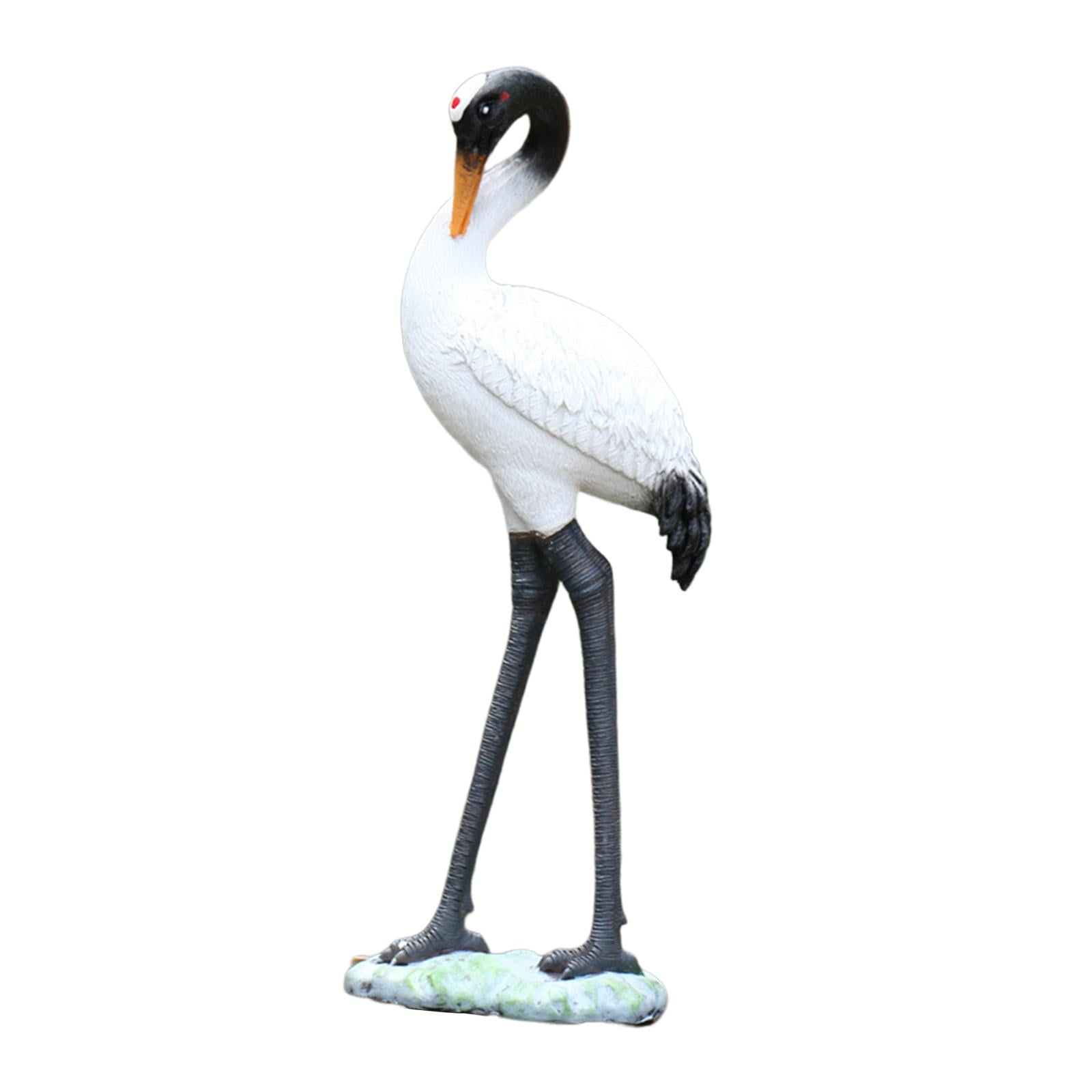Resin Crane Sculptures Animal Figurine Garden Sculpture Statues Bird Statues Bird Sculpture for Desktop Home Yard Porch Decoration 38x14cm