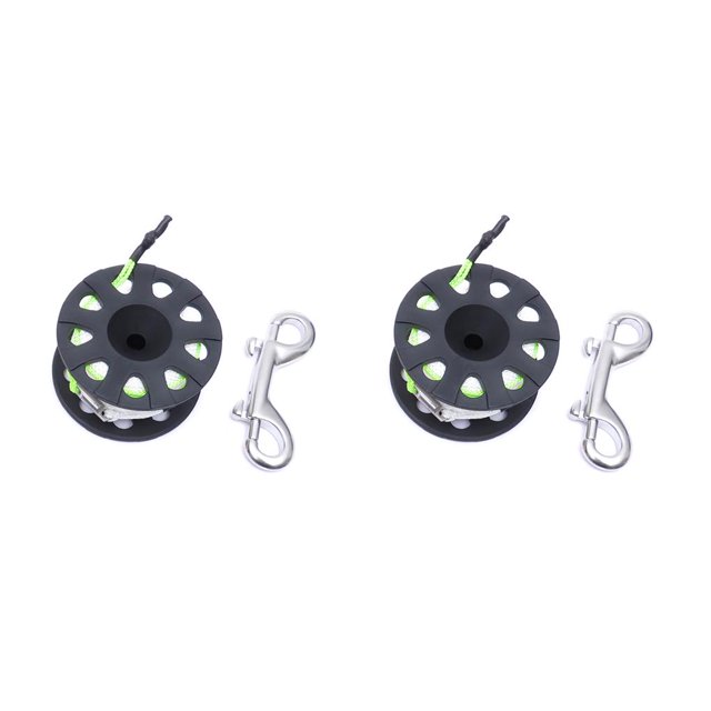 Soidarity Carrete de buceo, carretes de 30 m, accesorios para deportes al aire libre con gancho de seguridad Negro 2piezas Soidarity CBP218332