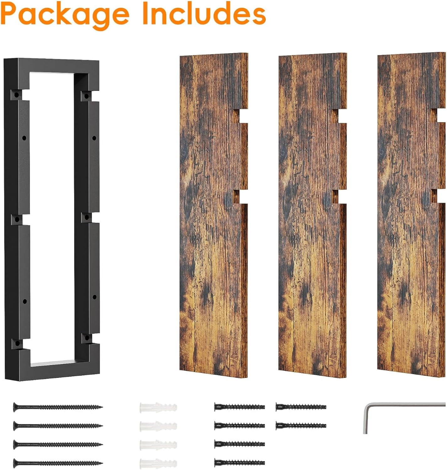 Floating Shelves for Wall, Wood Wall Shelves for Bathroom, 3 Tier Shelves for Wall Decor, Decorative Hanging Storage Shelf for Bedroom Kitchen Living Room, Rustic Brown and Black