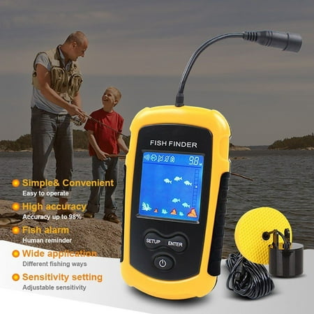 100m Portable Depth and Fish Finder Detector Sonar Fishfinder Sensor Alarm Transducer River Lake Sea Fishing (Best Portable Fish Finder For Canoe)