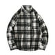 thumbnail image 2 of Blusa y camisa de manga larga con cuello vuelto para hombre, estilo informal, a cuadros, con bolsillos y botones, de licra, 2 of 4