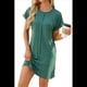 thumbnail image 1 of Vestido Camisero de Verano para Mujer, Informal, con Mangas , Cuello Redondo, Holgado, Minivestido Verde Tinta, Talla L, 1 of 10
