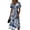 Blue, variant on Women's Floral Print V-Neck Midi Dress - Short Sleeve High Waist A-Line Casual Summer Dress, Flowy Beach Vacation Party Gown with Cinched Waist Blue XXL