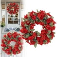 thumbnail image 3 of 16" Hydrangea Wreath, Wedding Artificial Flower Wreath, Hanging Floral Garland for All Season Wall Window Farmhouse Home Decor Outside Indoor Decoration (Champagne), 3 of 8
