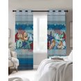 thumbnail image 3 of Blue Starfish Beach Blackout Curtains, Light Blocking Print Window Curtains, Summer Conch Coral Coastal Wood Grain Thermal Insulated Window Drapes for Living Room 2 Panels, 55"W x 39"L, 3 of 9