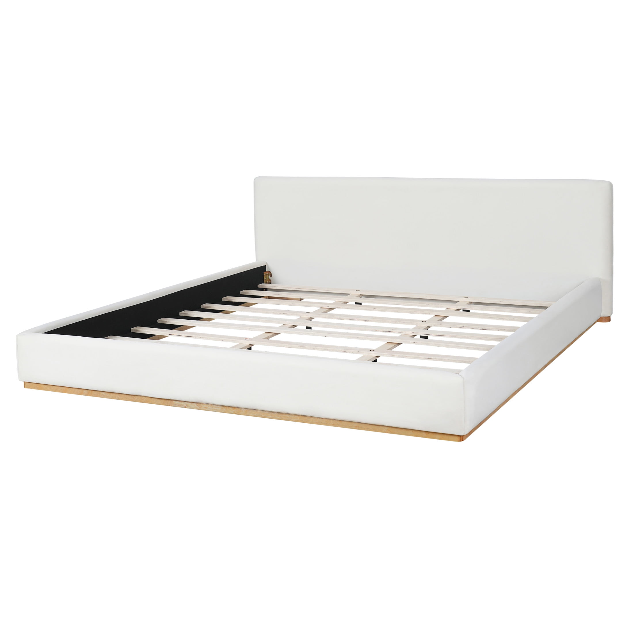 Christopher Knight Home Velvet Upholstered King Bed, Solid Wood Platform  Bed Frame, White