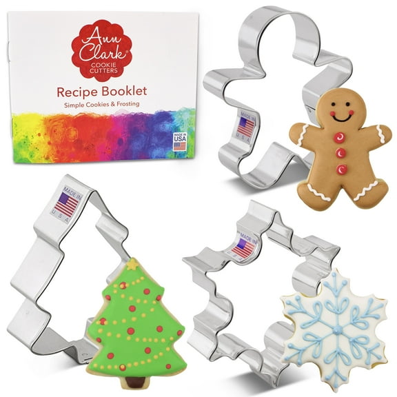 Ann Clark Christmas Cookie Cutters, 3-Piece Set, Made in USA