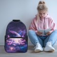 thumbnail image 2 of HUIACONG Galaxy Axolotl School Backpack for Students Age 6-18 Ergonomic Padded Adjustable Shoulder Straps Large Capacity Water Resistant Bookbag for Elementary Middle High School Daily Use, 2 of 7