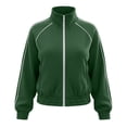 thumbnail image 3 of Kukoosong Women's Stand Collar Color‑Piped Full Zip Track Jacket, Long Sleeve Raglan Sleeve Casual Windbreaker Coat with Pockets, Winter Relaxed Fit Sporty Outerwear for Gym, 3 of 7