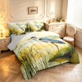 thumbnail image 2 of Erosebridal Watercolor Heron Animals 7-Piece King Bedding,Coastal Wildlife King Bed in a Bag,Yellow Blue,Light Gray Reversible, 2 of 7