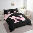 thumbnail image 3 of Manfei Personalized Initial N Twin Bedding Sets 7-Piece for Girls, Pink Bow Tie Bedding Comforter Set, Watercolor Monogrammed Sheet Sets, Breathable Room Decor, 3 of 8