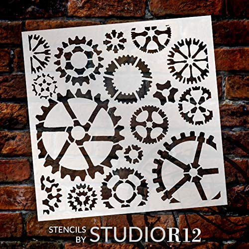 Up to A4 SMALL Steampunk cogs skull stencil 1 Choose size and thickness