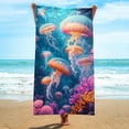 thumbnail image 6 of Jjayotai Jellyfish Beach Towel, 29 x 59 inches (75 x 150cm) Quick Dry Soft and Absorbent Travel Swim Bath Shower Towel (29 in x 65 in, Coral), Suit for Bathroom Spa Gym Yoga Swim Travel, 6 of 9
