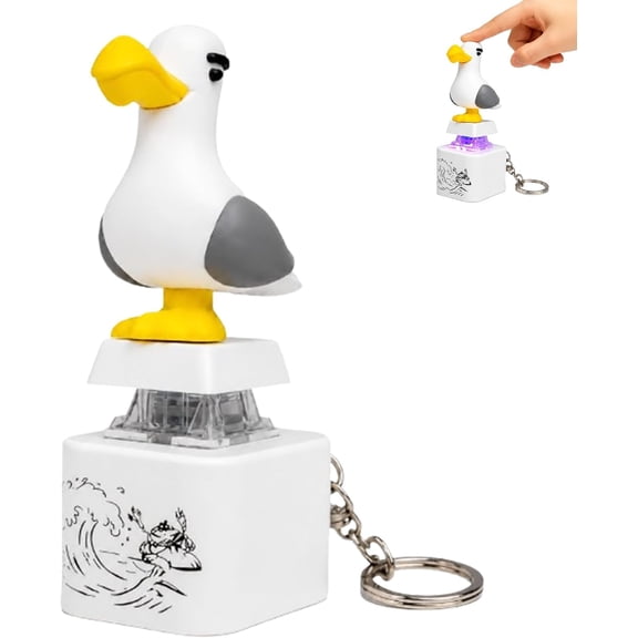 Seagull Mine Button Keychain, Rechargeable Sound Clicker with LED Light, Portable Keychain and Maker Desk Fidget Toy