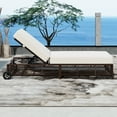 thumbnail image 3 of Harper & Bright Designs Outdoor Rattan Lounge Chaise Set of 2, Patio Recliner with 5 Position Adjustable Backrest and Cushions, All Weather Pool Lounge with Wheels for Poolside, Brown+Beige, 3 of 16