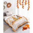 thumbnail image 4 of Happy Thanksgiving Flannel Blanket for Bed,Travel and Camping, Gnome Pumokin Sunflower Leaf Orange Plaid Super Soft Cozy Blanket for All Seasons 50"x60", 4 of 6