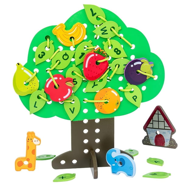 Juego De Costura De Madera De 44 Uds.Árbol Para Niños Bonitos, Cordones De Cuentas, Juego De Costura De Hilo Para Niños De Educación Temprana Para Niños, Diversión Para La Primera Infancia Kearding FN002163-00