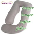thumbnail image 2 of Almohada de embarazo AMCATON en forma de U de 150 cm con funda de terciopelo gris, 2 of 9