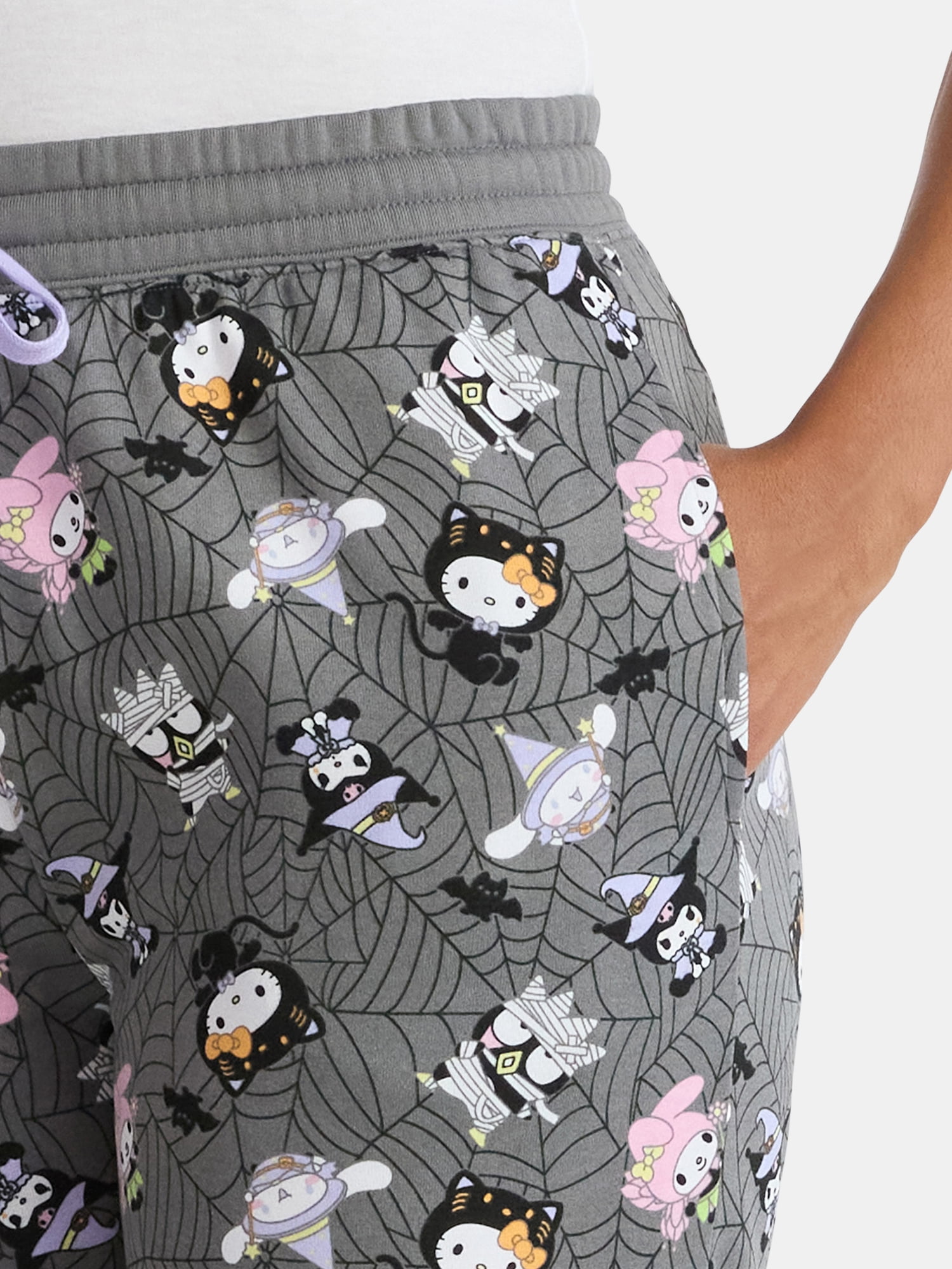 Hello Kitty and Friends Women's Halloween Print Fleece Jogger Pants, Sizes XXS-XXL
