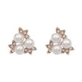 thumbnail image 1 of 2 Pieces Hairpin Headdress Flat Back Non-perforated Design Shiny Rhinestones Beautiful Pearl Flower Buckle for Dancing Party Type 10, 1 of 7