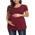 thumbnail image 2 of Femmes Enceintes T-Shirt Rayé Imprimé Manches Courtes Col Rond Grossesse Chemises Tops, 2 of 5