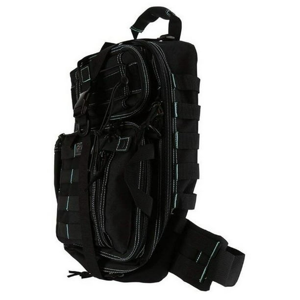 DDT - DDT Combat Sling Bag Gun Carrier Holster Safety Backpack (Black/Teal) - 0 ...