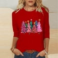 thumbnail image 1 of FcBaudy Hauts pour Femmes, Blouses & Chemises à Manches Longues Col Rond, Chemises pour Femmes Mode de Noël T-shirt Décontracté Imprimé Col Rond Manches 3/4 Blouse Femme Blouse en Polyester, 1 of 4