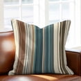 thumbnail image 2 of Stripes Texture Throw Pillow Cover Modern Art Blue Brown Line Cotton Linen Cushion Cover Throw Pillow Case with Invisible Zipper for Couch Sofa Bed Chair Car 24x24 Inch, 2 of 14