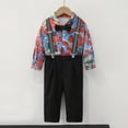 thumbnail image 3 of Owordtank Baby Boys Dress Suit Toddlers Bowtie Striped Shirts and Suspender Pants Special Occasion Gentleman Outfits, 3 of 7