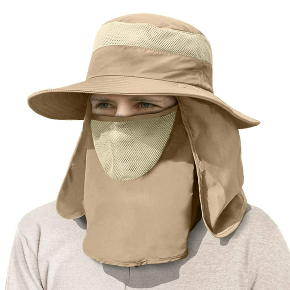 IYEBRAO Sombrero para el sol para hombre al aire libre con solapa para el cuello y la cara Protección UV Sombrero de pesca de ala ancha para senderismo Safari Jardinería UPF 50+