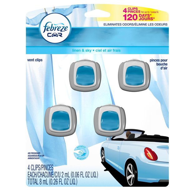 Febreze Car Vent Clips, Linen & Sky