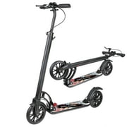 Besrey Foldable Kick Scooter for Adults and Teens with Large 200 mm Wheels, Hand Brake and Shoulder Strap, Age 8 Years up