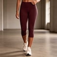 thumbnail image 4 of High Waist Yoga Capris for Women Slim Fits Stretch Athletic Training Leggings Comfy Breathable Fitness Cropped Pants with Pockets, 4 of 7